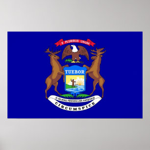 Poster Canvas Print com Flag de Michigan, EUA
