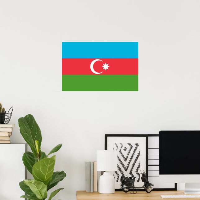 Poster Canvas Print com Flag do Azerbaijão (Escritório em casa)