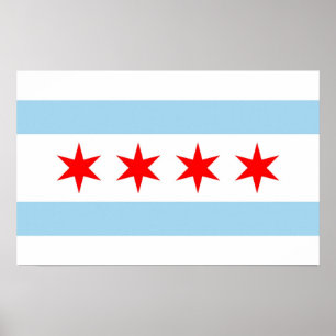 Poster Canvas Print with Flag of Chicago, EUA