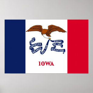 Poster Canvas Print with Flag of Iowa, EUA