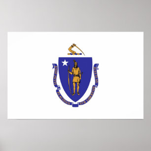 Poster Canvas Print with Flag of Massachusetts, EUA