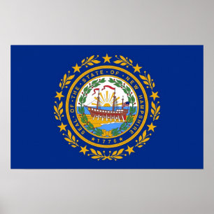 Poster Canvas Print with Flag of New Hampshire, EUA