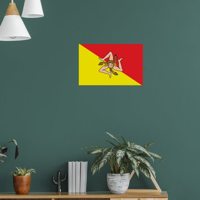 Poster Canvas Print with Flag of Sicily, Itália (Sala de Estar 1)