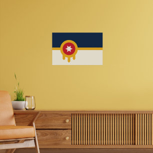 Poster Canvas Print with Flag of Tulsa, Oklahoma