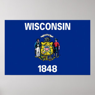 Poster Canvas Print with Flag of Wisconsin, EUA