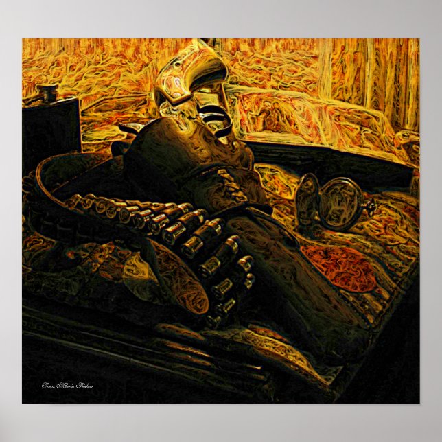 Poster Canvas pronta para enquadramento de Gun e Holster (Frente)