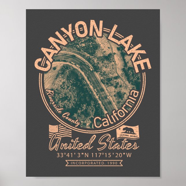POSTER CANYON LAKE CALIFÓRNIA - CIDADE DE CANYON LAKE CA (Frente)