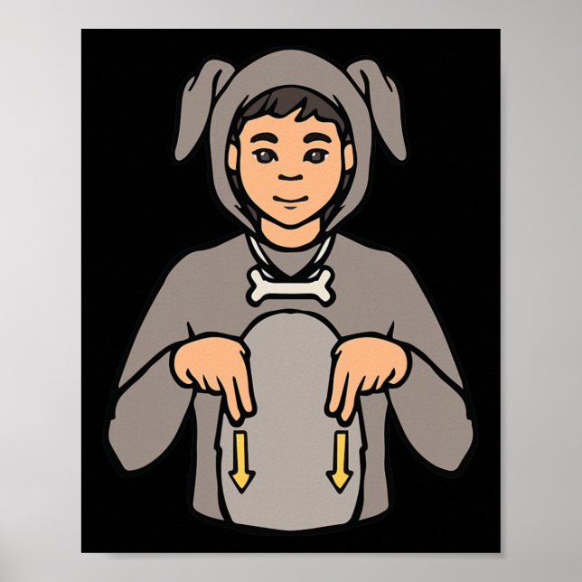 Poster Cão Animal ASL Sinal Mão Surdo Perda Auditiva Cons (Frente)