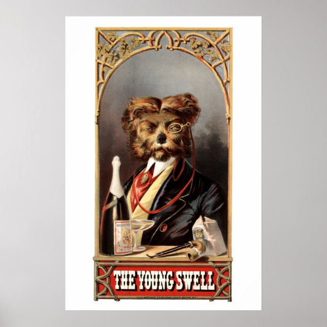 Poster Cão Antiquado com Monóculo (Frente)
