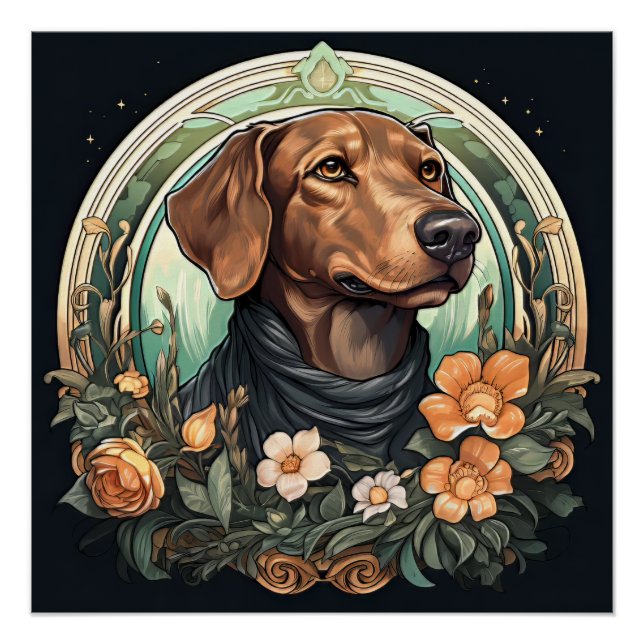 Pôster Cão Art Nouveau (Frente)