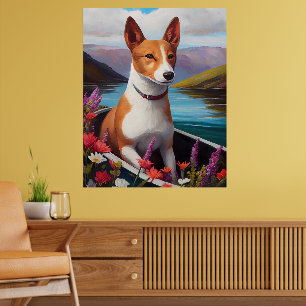 Poster Cão Basenji em uma Canoa: Uma Aventura Cênica
