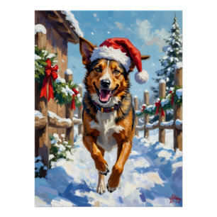 Pôster Cão Boiadeiro Australiano Red Heeler Natal