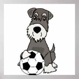 Poster Cão bonito do Schnauzer que joga desenhos animado