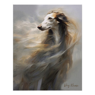 Pôster Cão Borzoi no vento 001 - Yacobsen Derosana