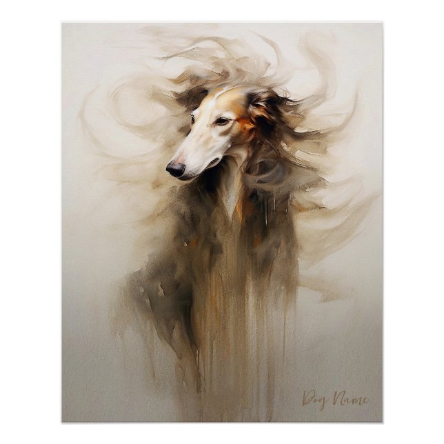 Pôster Cão Borzoi no vento 005 - Yacobsen Derosana (Frente)