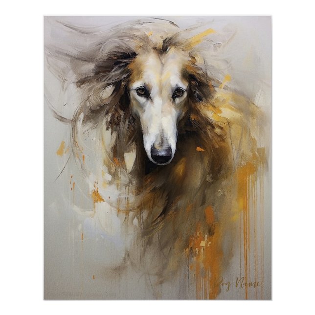 Pôster Cão Borzoi no vento de 003 - Yacobsen Derosana (Frente)