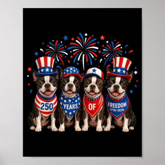 Poster Cão Boston Terrier 250 Anos Americano 1776 2026