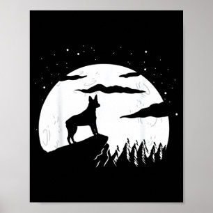 Poster Cão Bovino Australiano De Cauda Rapa E Lua