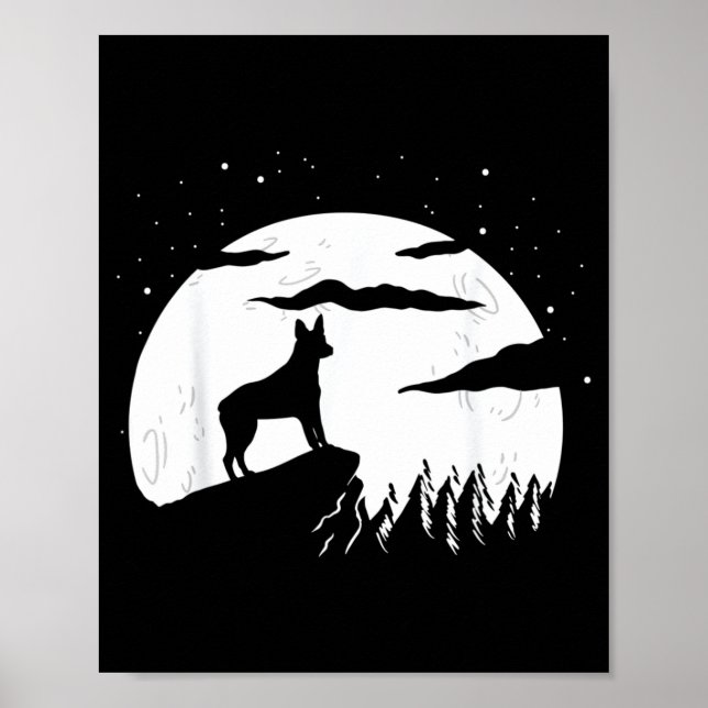 Poster Cão Bovino Australiano De Cauda Rapa E Lua (Frente)