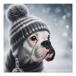 Pôster Cão Boxer no Inverno