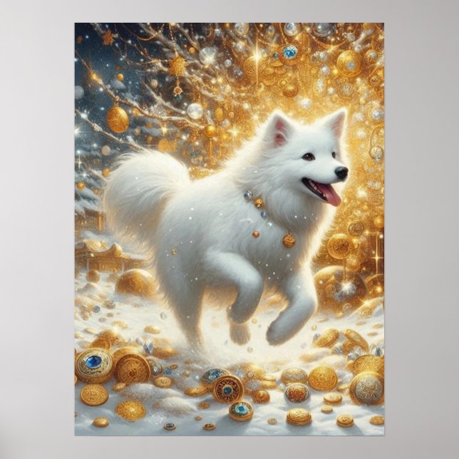 Poster Cão branco fluffy (Frente)