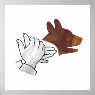 Poster Cão Brown da silhueta da mão