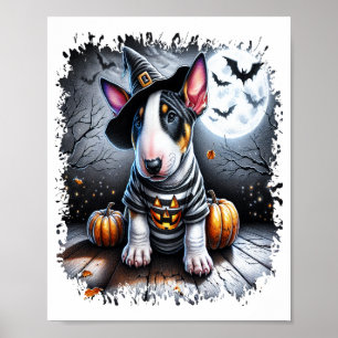 Poster Cão Bull Terrier Halloween