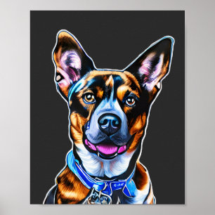 Poster Cão Cachorro Portrait Pintado, Cão Isolado