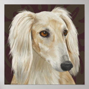 Pôster Cão claro lindo de Saluki da pele no fundo de