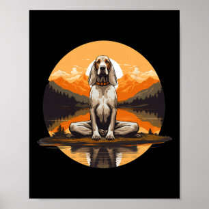 Poster Cão Coonhound Inglês Americano Meditação Ioga Home