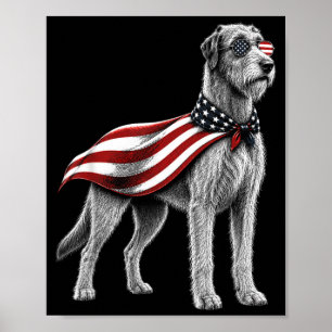 Poster Cão da Bandeira Americana Irish Wolfhound 4 de Jul