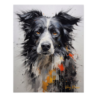 Pôster Cão-da-fronteira Collie no vento 003 - Yacobsen De