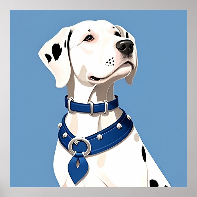 Poster Cão Dalmata com Coleira Azul (Frente)