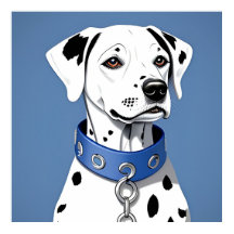 Cão Dalmata Usando uma Coleira Azul