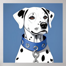 Poster Cão Dalmata Usando uma Coleira Azul