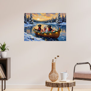 Poster Cão de Água Português Natal Barca Festa