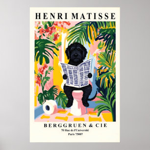 Poster Cão de Água Português numa Sanita - Estilo Matisse