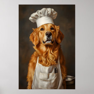 Poster Cão de Água Retriever com Chapéu de Chef Poster, I