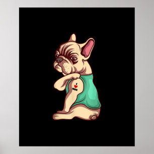 Poster cão-de-banho francês adoro o presente de amante 