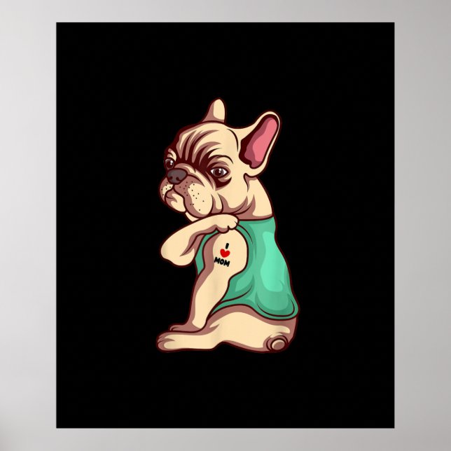 Poster cão-de-banho francês adoro o presente de amante da (Frente)