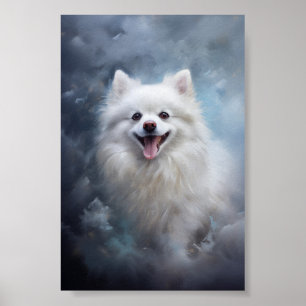 Poster Cão-de-bomerano branco