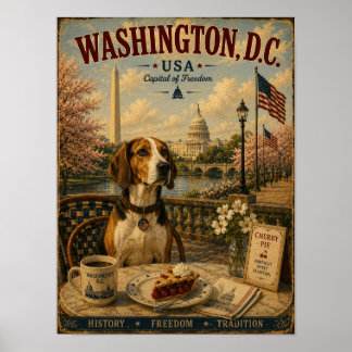 Poster Cão-de-caça Americano em Washington Arte de Viagem