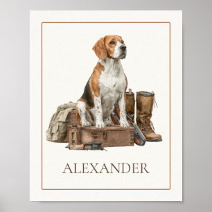 Poster Cão de Caça em Aquarela Vintage