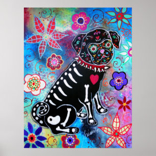 Pôster Cão de Diâmetro de los Muertos Pug