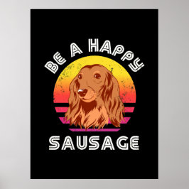 Poster Cão de enchido feliz retrô