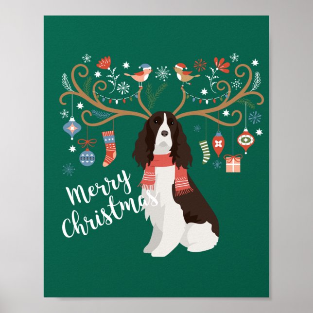 Poster Cão-de-estreia de natal inglês Springer Spaniel (Frente)