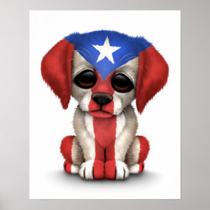 Pôster Cão de filhote de cachorro patriótico bonito da