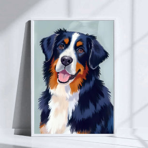 Poster Cão de Montanha Bernês Pet Aquarela