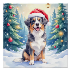 Pôster Cão de Montanha Entlebucher Floresta Nevada Papai