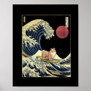 Poster Cão de Pastoreio de Shetland Sheltie Onda Japonesa